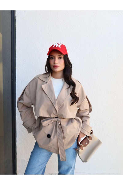 ESRAHELVACI Double-Breasted Collar Belted Trench