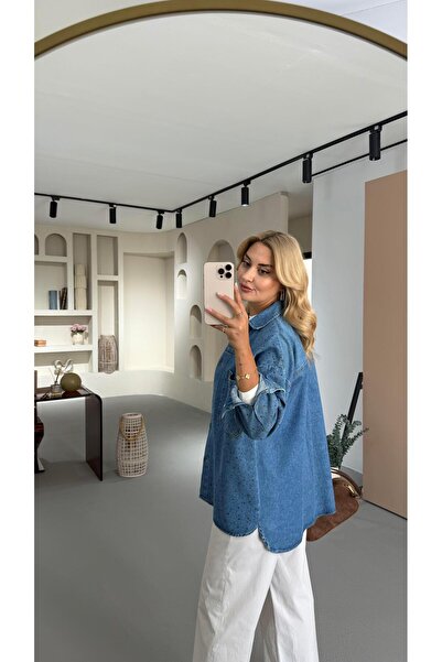 Sezgi Tekin BF Taş Detay Mavi Denim Ceket