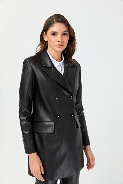 Esswaap Deri Ceket Siyah