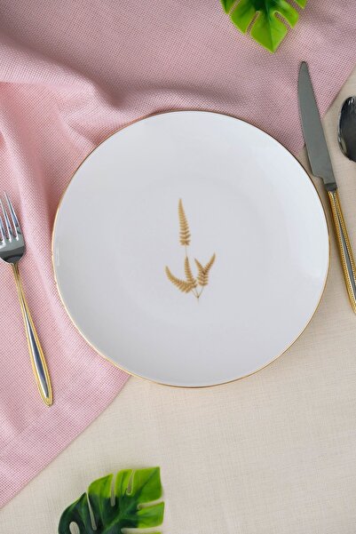 tabakevi Tabak Evi Porcelain Natura Marinum Gold Gilded Cake Plate 20.50cm Single