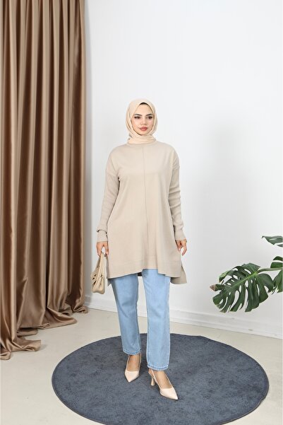 NİSUM MODA Ribbed Mercerized Tunic with Sleeves