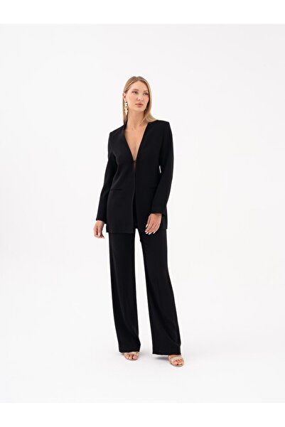 SERPİL Şık Siyah Ceket ve Pantolon Takım 40341