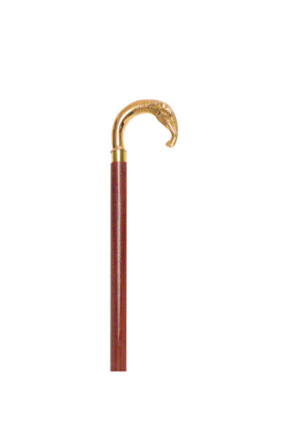 Zen Baston din lemn cu mâner din alamă, cap de elefant, H. 94 cm