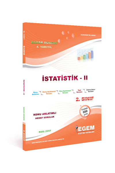 Egem Eğitim Yayınları AÖF 2. Sınıf İstatistik II Bahar Dönemi 4. Yarıyıl Konu...