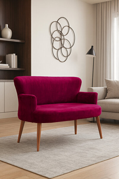 Azra Mobilya Roma Modern İkili Koltuk - Babyface Kumaş - Kapitonesiz - Ahşap ...