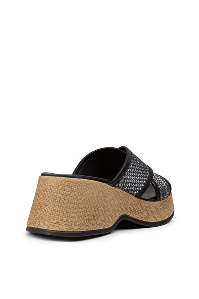 Deery Black Wedge Heel Women's Slippers