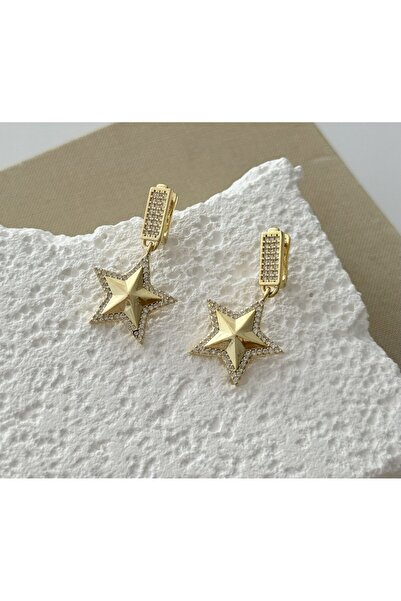 H&S AKSESUAR ZİRKON TAŞLI TASARIM YILDIZ KÜPE