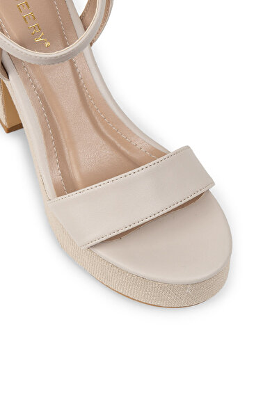 Deery Cream Color Platform Heel Women's Sandals