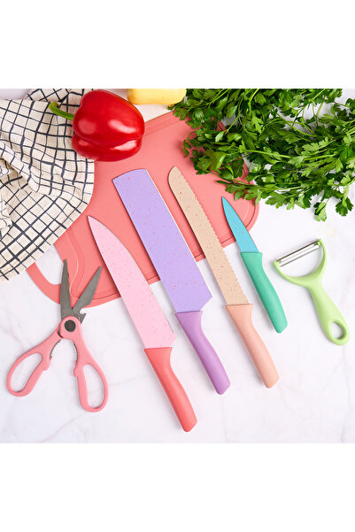 Onuvio Σετ 7 τεμαχίων πολύχρωμων μαχαιριών, εξαιρετικά αιχμηρά, κόφτης λαχανικών, Onuvio™