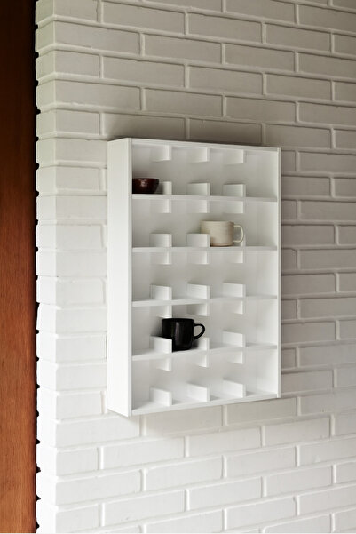 Homedit Modern Beyaz duvar rafı fincan bardak düzenleyici dekoratif mutfak dolabı