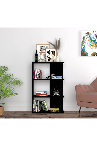 Modern home Wood Bookcase with 4 Bookshelf for Living Room and Bedroom and Office - 110cm -Black