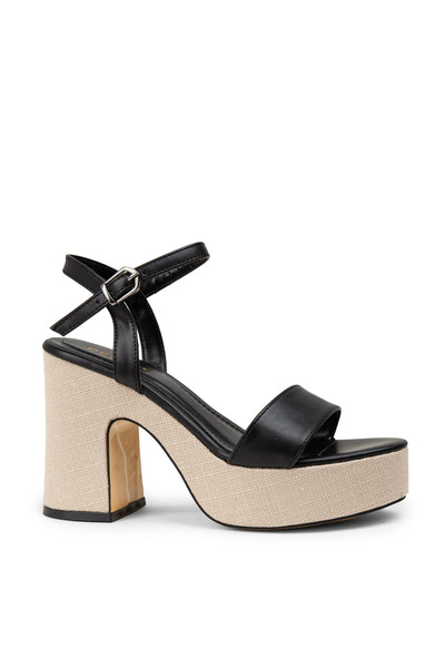 Deery Black Platform Heel Women's Sandals