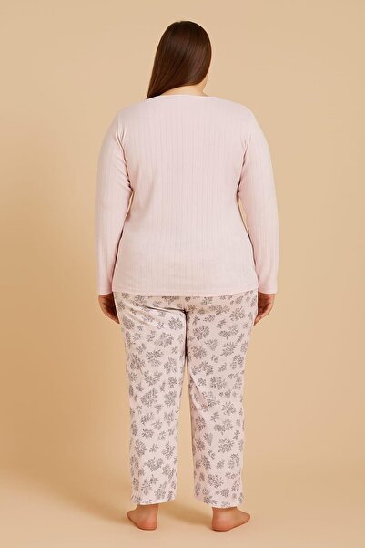 Pemilo Women's plus size 05150 100% cotton interlock pajama set - salmon