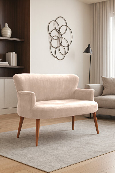 Azra Mobilya Roma Modern İkili Koltuk - Babyface Kumaş - Kapitonesiz - Ahşap ...