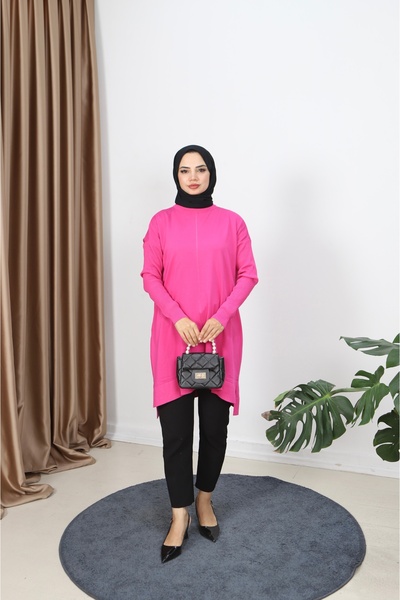 NİSUM MODA Ribbed Mercerized Tunic with Sleeves