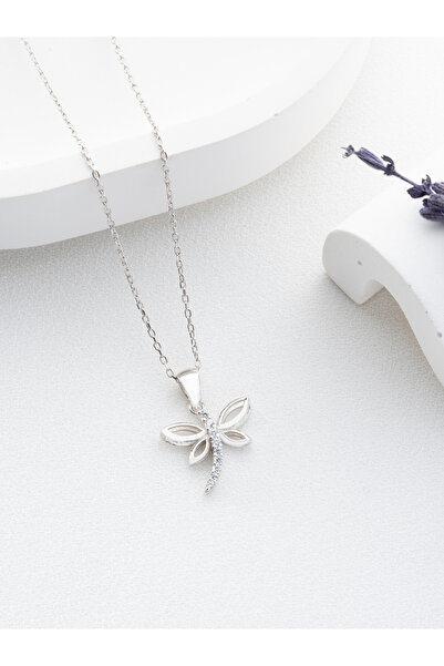 Two Arts Jewelry Kadın 925 Ayar Gümüş Kuyruğu Taşlı Yusufçuk Kolyesi | Hediye...