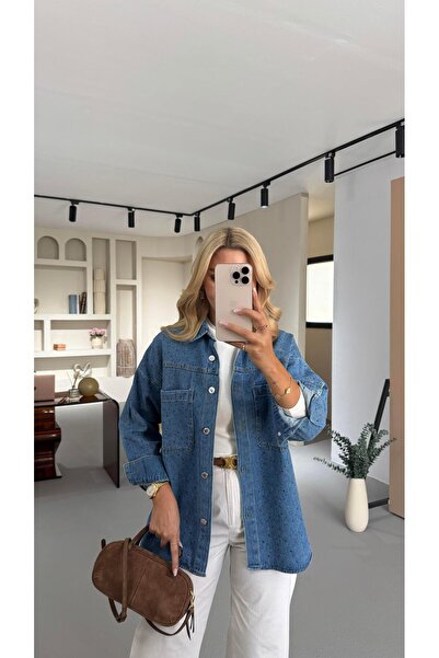 Sezgi Tekin BF Taş Detay Mavi Denim Ceket