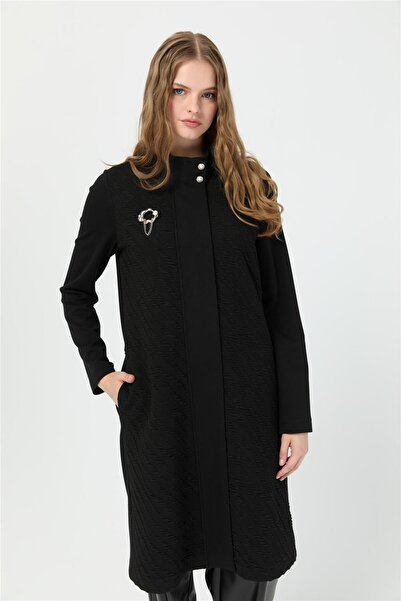 Esswaap Broş Detaylı Giy Çık Tunik Siyah