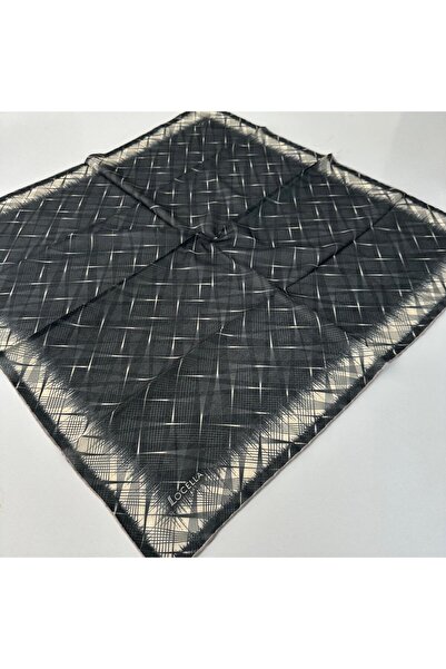 locella Μαλακό βαμβακερό ασπρόμαυρο κασκόλ LDFC4210