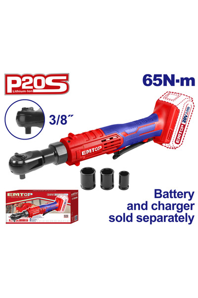 EMTOP Clichet de 3/8" 65Nm fără baterie și încărcător, 65Nm, 3 chei tubulare ...