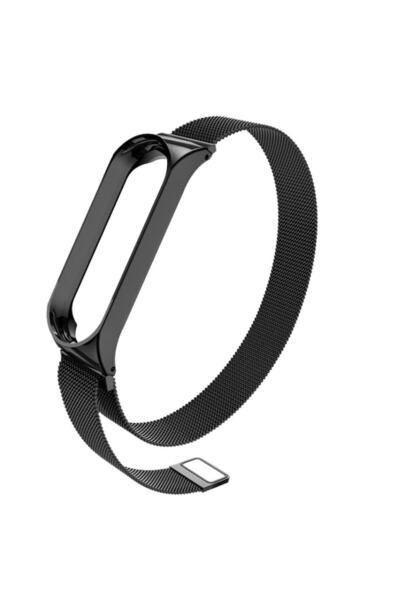 digital-play Curea metalică Rovtop, compatibilă cu Xiaomi Mi Band 3 / 4, fixare magnetică, neagră