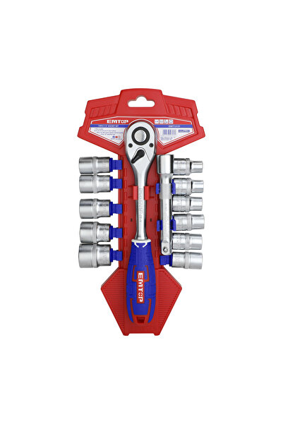 EMTOP Set chei tubulare de 1/2 cu clichet, 13 buc. - ESKT12131,