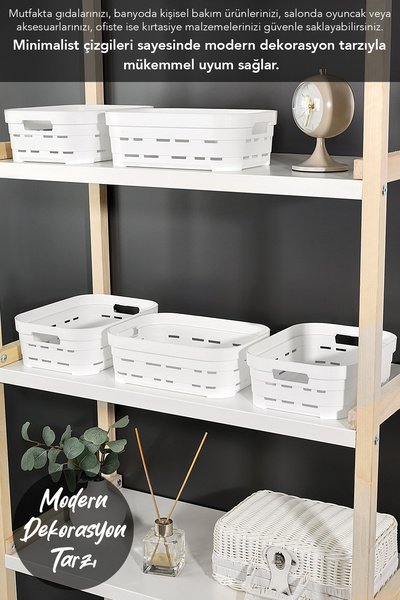 Meleni Home 4-Hole Decorative Pyramid Storage Box - Closet Organizer Multi-Purpose Organizer 2.8 Lt White