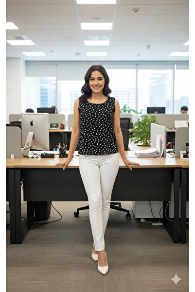 Mefa basic Kadın papatya Çiçek desenli astarlı tül bluz