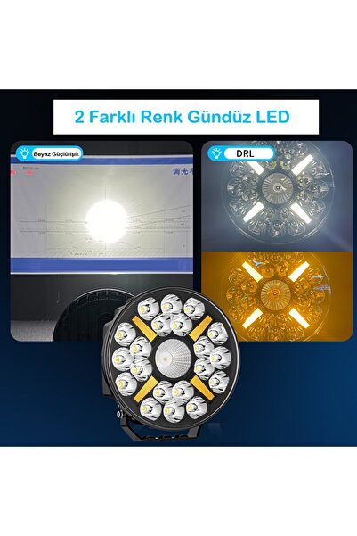 DEKOHOP Kamyon Tır 9 İnç Sis Farı Tepe ve Tampon Lambası 100 W Projektör Lamba Gündüz Led DRL Sarı ve Beyaz