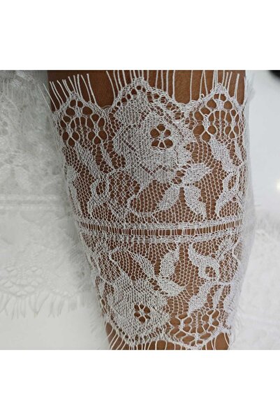 Mutkin Sakallı Dantel (KOD A022) ENİ 11 Cm En 1 ADET 3 Metre BEYAZ -Giyim Aks...
