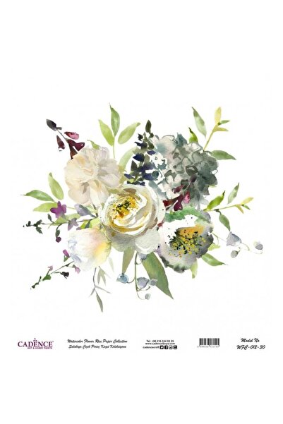 Cadence Watercolor Flower Rice Decoupage Paper - Wfc-012
