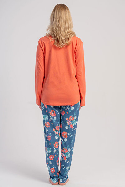 VİENETTA Pamuklu Kadın Büyük Beden Uzun Kol Pijama Takım