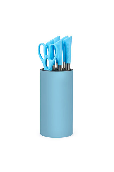 Onuvio Set de cuțite premium, 5 piese cu suport rotund pentru blat - Colorat ...