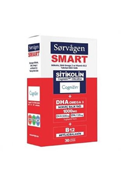 Alfa Sorvagen Smart Sitikolin DHA Omega 3 ve B12 30 Kapsül