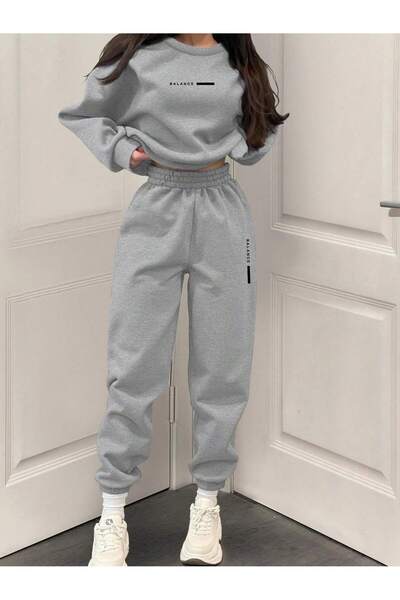 macklin Unisex Men's Women's Balance Printed 3 Thread Crew Neck Tracksuit Set