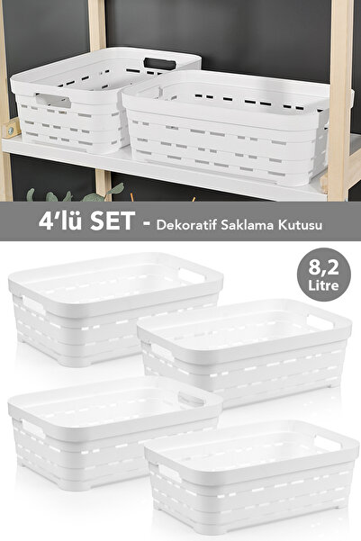 Meleni Home 4'lü Delikli Dekoratif Piramit Saklama Kutusu - Dolap İçi Düzenle...