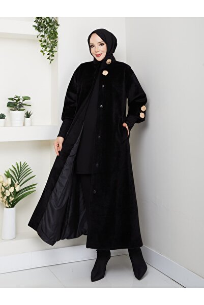 KMKkombin HAKİM YAKA KOL RİBANALI GİZLİ DÜĞMELİ FOK KUMAŞ ŞIK KABAN