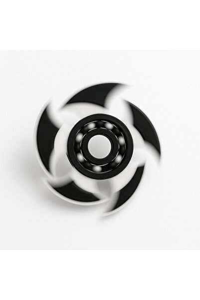 Nobrand Ninja Yıldızı Tasarımlı Siyah Beyaz Fidget Spinner – Stress Çarkı (Dekoratif Oyuncak)