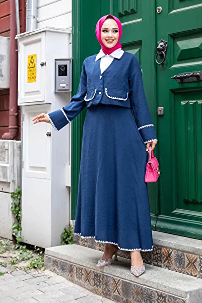 Tesettür Diyarı Set de 2 piese pentru femei: Jachetă cu detalii brodate și fu...