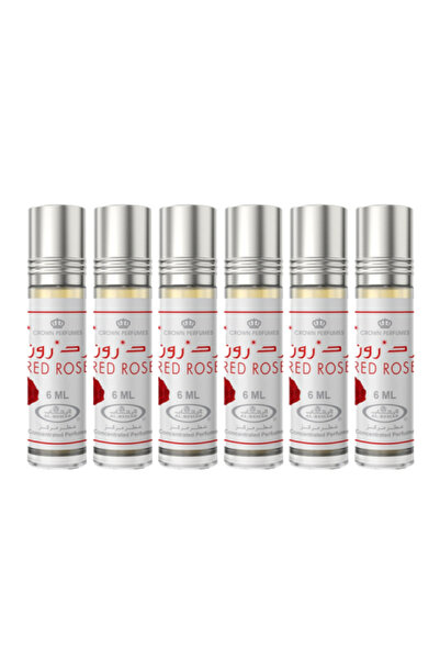 Al-Rehabb عطر الورد الأحمر من الرحاب - 6 زجاجات × 6 مل