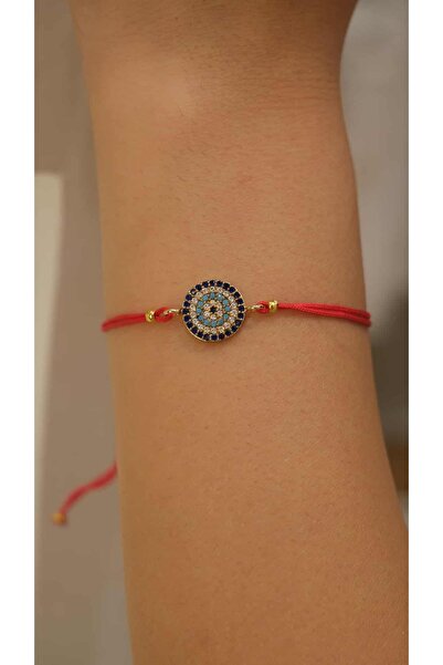 Jerie Kırmızı İp Detaylı Nazar Boncuk Bileklik