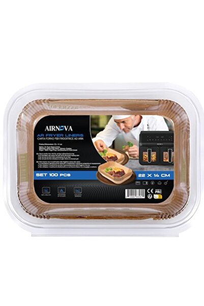 Airnova Set 100 hârtie de copt pentru friteuza cu aer, 22 x 14 x 4,5 cm, maro