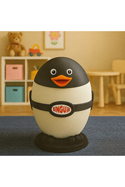 NETAKS Binguin 9 Litre Penguen Şekilli Çöp Kovası – Çocuk Odası Dekoratif Atık Kutusu