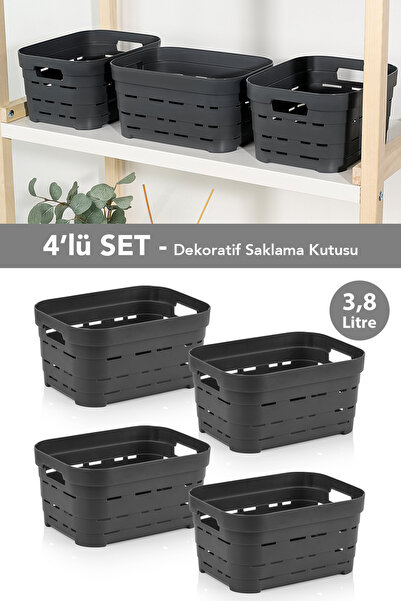 Meleni Home Dekorativna piramidalna kutija za odlaganje sa 4 rupe - Organizat...