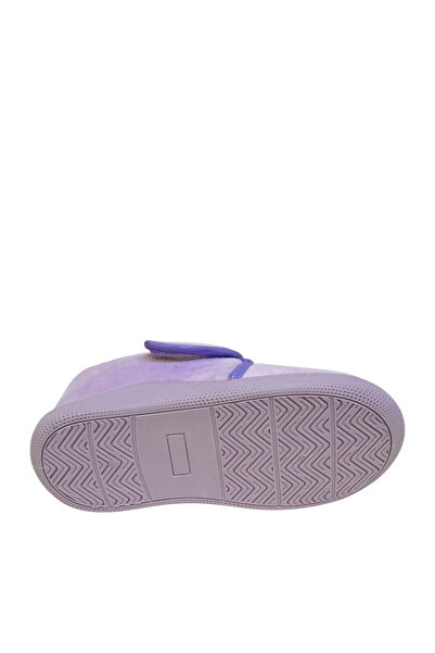 Stella Pendenza Lila Kadife Kids Çocuk Ünisex Panduf Cırtlı Rahat Kaydırmaz Taban Ev Patiği Ayakkabı KP-1005