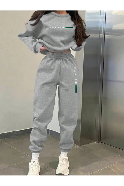 macklin Unisex Men's Women's Paris Printed 3 Thread Crew Neck Tracksuit Set