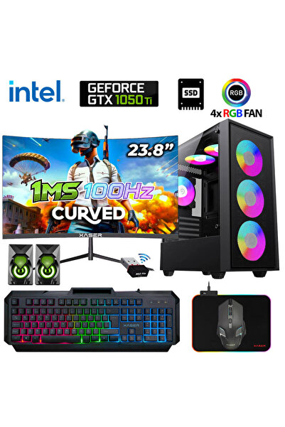 KİNGER KX240 i5 4570 16GB Ram 512GB SSD 4GB GTX1050 Ti 23.8" 100Hz Curved Mas...