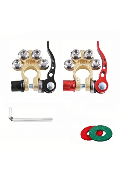 zola Set of 2 car terminals with 4 terminals and clamps, 6V/12V, 800A, 6.5x5.5 cm, red/black, plus and minus