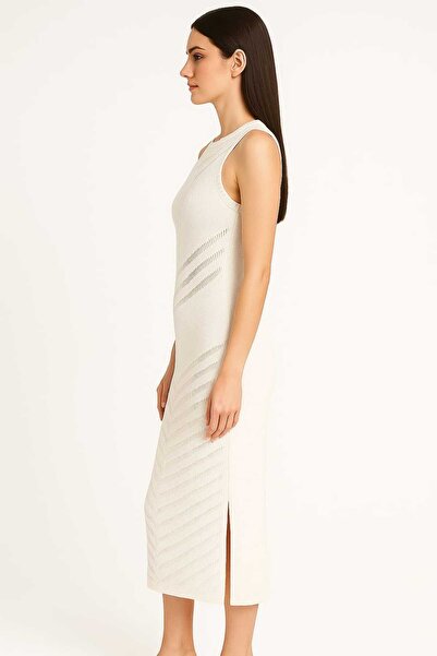 Maison La Femme Kadın Triko Elbise Transparan Detaylı Askılı Triko Elbise