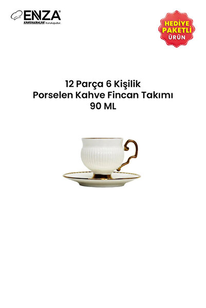 Enza Mihrap 6’lı Porselen Kahve Fincanı Takımı 90 ml